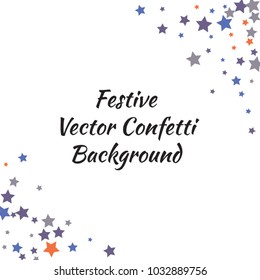 Festive color star confetti background. Abstract square confetti texture for holiday, postcard, poster, website, carnivals, birthday and children's parties. Cover confetti mock-up. Wedding star layout
