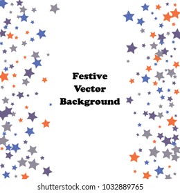 Festive color star confetti background. Abstract square confetti texture for holiday, postcard, poster, website, carnivals, birthday and children's parties. Cover confetti mock-up. Wedding star layout