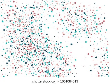 Festive color star confetti background. Abstract frame confetti texture for holiday, postcard, poster, website, carnivals, birthday and children's parties. Cover confetti mock-up. Wedding star layout