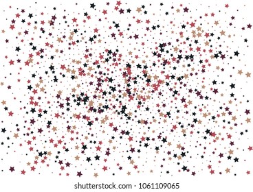 Festive color star confetti background. Abstract frame confetti texture for holiday, postcard, poster, website, carnivals, birthday and children's parties. Cover confetti mock-up. Wedding star layout