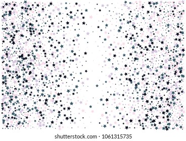 Festive color star confetti background. Abstract frame confetti texture for holiday, postcard, poster, website, carnivals, birthday and children's parties. Cover confetti mock-up. Wedding star layout