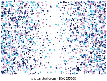 Festive color star confetti background. Abstract frame confetti texture for holiday, postcard, poster, website, carnivals, birthday and children's parties. Cover confetti mock-up. Wedding star layout