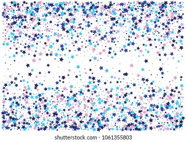 Festive color star confetti background. Abstract frame confetti texture for holiday, postcard, poster, website, carnivals, birthday and children's parties. Cover confetti mock-up. Wedding star layout