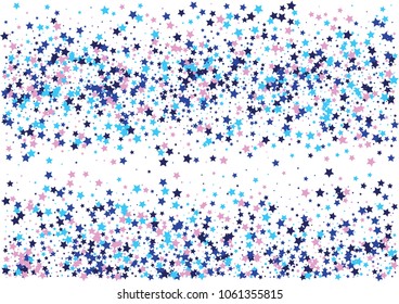 Festive color star confetti background. Abstract frame confetti texture for holiday, postcard, poster, website, carnivals, birthday and children's parties. Cover confetti mock-up. Wedding star layout