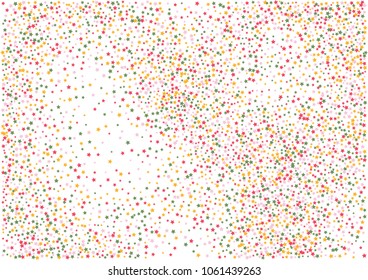 Festive color star confetti background. Abstract frame confetti texture for holiday, postcard, poster, website, carnivals, birthday and children's parties. Cover confetti mock-up. Wedding star layout