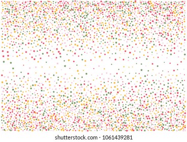 Festive color star confetti background. Abstract frame confetti texture for holiday, postcard, poster, website, carnivals, birthday and children's parties. Cover confetti mock-up. Wedding star layout