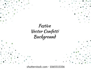 Festive color star confetti background. Abstract frame confetti texture for holiday, postcard, poster, website, carnivals, birthday and children's parties. Cover confetti mock-up. Wedding star layout