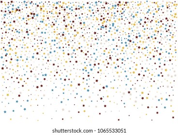 Festive color star confetti background. Abstract frame confetti texture for holiday, postcard, poster, website, carnivals, birthday and children's parties. Cover confetti mock-up. Wedding star layout