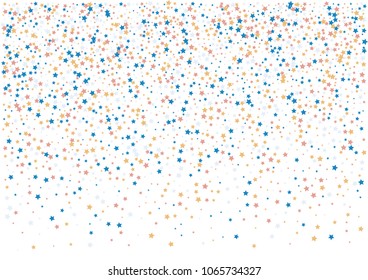 Festive color star confetti background. Abstract frame confetti texture for holiday, postcard, poster, website, carnivals, birthday and children's parties. Cover confetti mock-up. Wedding star layout