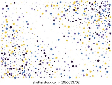 Festive color star confetti background. Abstract frame confetti texture for holiday, postcard, poster, website, carnivals, birthday and children's parties. Cover confetti mock-up. Wedding star layout