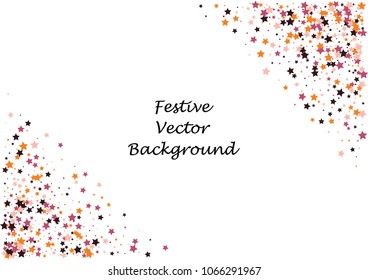 Festive color star confetti background. Abstract frame confetti texture for holiday, postcard, poster, website, carnivals, birthday and children's parties. Cover confetti mock-up. Wedding star layout