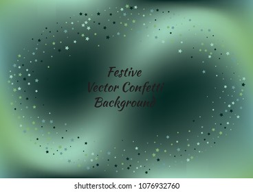 Festive color star gradient background. Holographic frame confetti texture for holiday, postcard, poster, carnivals, website, birthday, children's parties. Cover confetti mock-up. Wedding star layout