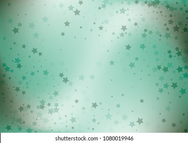 Festive color star gradient background. Holographic frame confetti texture for holiday, postcard, poster, carnivals, birthday, children's parties. Cover neon confetti mock-up. Wedding star layout