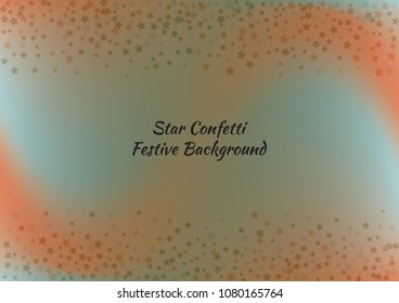 Festive color star gradient background. Holographic frame confetti texture for holiday, postcard, poster, carnivals, birthday, children's parties. Cover neon confetti mock-up. Wedding star layout