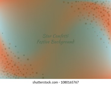 Festive color star gradient background. Holographic frame confetti texture for holiday, postcard, poster, carnivals, birthday, children's parties. Cover neon confetti mock-up. Wedding star layout