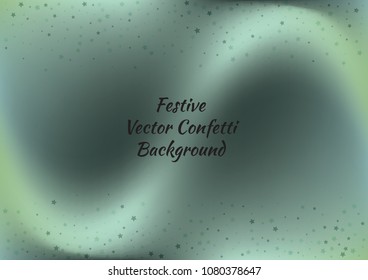 Festive color star gradient background. Holographic frame confetti texture for holiday, postcard, poster, carnivals, birthday, children's parties. Cover neon confetti mock-up. Wedding star layout