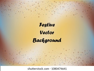 Festive color star gradient background. Holographic frame confetti texture for holiday, postcard, poster, carnivals, birthday, children's parties. Cover neon confetti mock-up. Wedding star layout