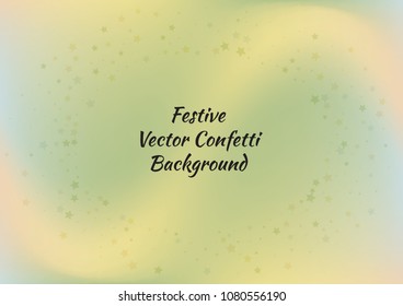 Festive color star gradient background. Holographic frame confetti texture for holiday, postcard, poster, carnivals, birthday, children's parties. Cover neon confetti mock-up. Wedding star layout