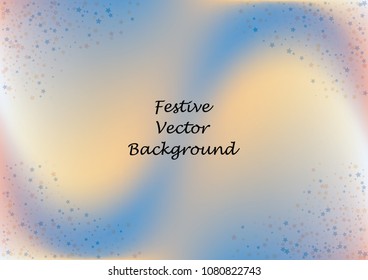 Festive color star gradient background. Holographic frame confetti texture for holiday, postcard, poster, carnivals, birthday, children's parties. Cover neon confetti mock-up. Wedding star layout