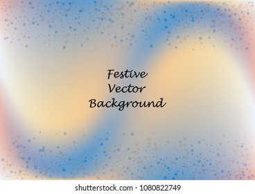 Festive color star gradient background. Holographic frame confetti texture for holiday, postcard, poster, carnivals, birthday, children's parties. Cover neon confetti mock-up. Wedding star layout