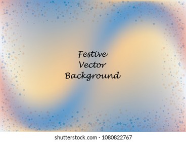 Festive color star gradient background. Holographic frame confetti texture for holiday, postcard, poster, carnivals, birthday, children's parties. Cover neon confetti mock-up. Wedding star layout
