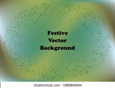 Festive color star gradient background. Holographic frame confetti texture for holiday, postcard, poster, carnivals, birthday, children's parties. Cover neon confetti mock-up. Wedding star layout