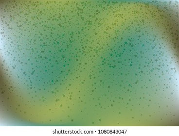 Festive color star gradient background. Holographic frame confetti texture for holiday, postcard, poster, carnivals, birthday, children's parties. Cover neon confetti mock-up. Wedding star layout