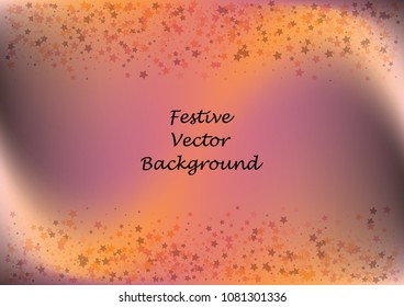 Festive color star gradient background. Holographic frame confetti texture for holiday, postcard, poster, carnivals, birthday, children's parties. Cover neon confetti mock-up. Wedding star layout