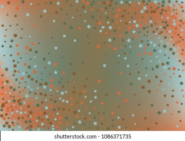 Festive color star gradient background. Holographic frame confetti texture for holiday, postcard, poster, carnivals, birthday, children's parties. Cover neon confetti mock-up. Wedding star layout