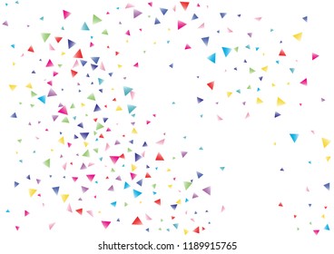 Festive color triangle confetti background. Abstract frame confetti texture for holiday, postcard, poster, website, carnival, birthday, children's parties. Cover confetti mock-up. Wedding card layout