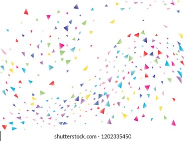 Festive color triangle confetti background. Abstract frame confetti texture for holiday, postcard, poster, website, carnival, birthday, children's parties. Cover confetti mock-up. Wedding card layout