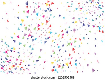 Festive color triangle confetti background. Abstract frame confetti texture for holiday, postcard, poster, website, carnival, birthday, children's parties. Cover confetti mock-up. Wedding card layout
