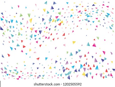 Festive color triangle confetti background. Abstract frame confetti texture for holiday, postcard, poster, website, carnival, birthday, children's parties. Cover confetti mock-up. Wedding card layout