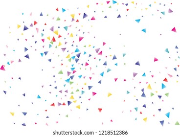 Festive color triangle confetti background. Abstract frame confetti texture for holiday, postcard, poster, website, carnival, birthday, children's parties. Cover confetti mock-up. Wedding card layout
