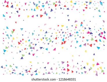 Festive color triangle confetti background. Abstract frame confetti texture for holiday, postcard, poster, website, carnival, birthday, children's parties. Cover confetti mock-up. Wedding card layout