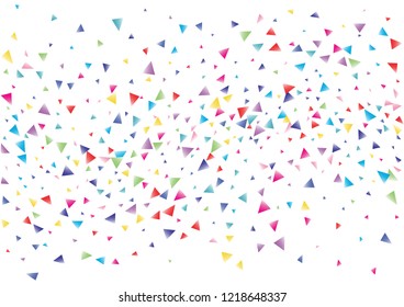 Festive color triangle confetti background. Abstract frame confetti texture for holiday, postcard, poster, website, carnival, birthday, children's parties. Cover confetti mock-up. Wedding card layout