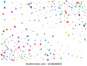 Festive color triangle confetti background. Abstract frame confetti texture for holiday, postcard, poster, website, carnival, birthday, children's parties. Cover confetti mock-up. Wedding card layout