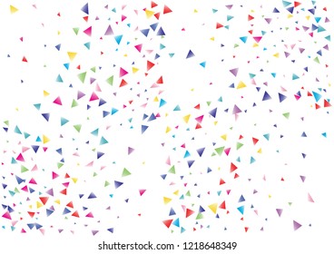 Festive color triangle confetti background. Abstract frame confetti texture for holiday, postcard, poster, website, carnival, birthday, children's parties. Cover confetti mock-up. Wedding card layout