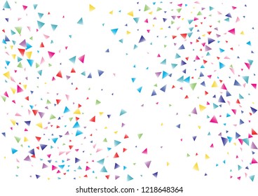 Festive color triangle confetti background. Abstract frame confetti texture for holiday, postcard, poster, website, carnival, birthday, children's parties. Cover confetti mock-up. Wedding card layout
