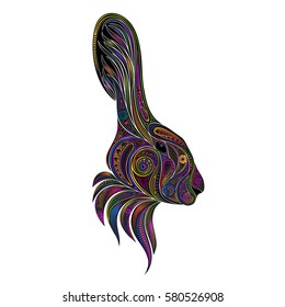 Festive colored rabbit from the various patterns