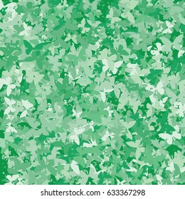 Festive colorful background with green butterflies confetti. Square vector texture for holidays, postcards, posters, websites, carnivals, posters, birthday and children's parties. Cover mock-up.