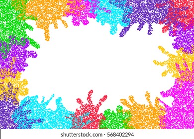 Festive colorful background for Indian spring festival Holi. Vivid design with colored particles. Bright multicolor surface for posters, banners, flyers, cards, invitations etc.