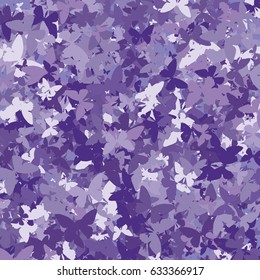Festive colorful background with lilac butterflies confetti. Square vector texture for holidays, postcards, posters, websites, carnivals, posters, birthday and children's parties. Cover mock-up.