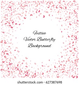 Festive colorful background with pink butterflies. Vector illustration for decoration of holidays, postcards, posters, websites, carnivals, posters, birthday and children's parties.