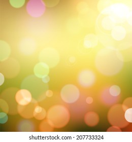 Festive colorful background of spring colors with bokeh defocused lights. Vector eps10.