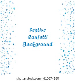 Festive colorful blue rectangle confetti background. Vector illustration for decoration of holidays, postcards, posters, websites, carnivals, birthday and children's parties.