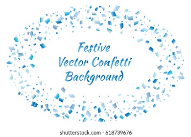 Festive colorful blue rectangle confetti background. Vector illustration for decoration of holidays, postcards, posters, websites, carnivals, birthday and children's parties.