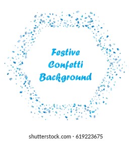 Festive colorful blue rectangle confetti background. Vector illustration for decoration of holidays, postcards, posters, websites, carnivals, birthday and children's parties.