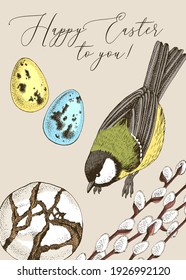 Festive colorful card for happy easter greetings