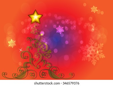 Festive colorful Christmas tree illustration design 